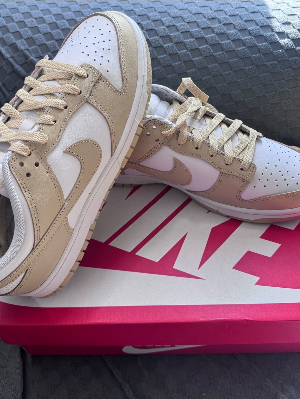 Nike Men’s Low-Top Sneakers in Beige and White